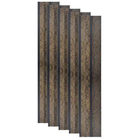 Panouri Decorative - Set 5 panouri decorative, lamelar, polimer rigid, D5484, 270x12x1cm, Maro