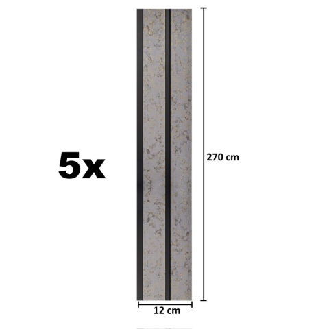 Set 5 panouri decorative, lamelar, polimer rigid, D5487, 270x12x1cm, Crem [4]