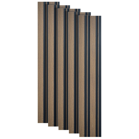 Panouri Decorative - Set 5 panouri decorative, lamelar, polimer rigid, D5489, 270x12x1cm, Maro