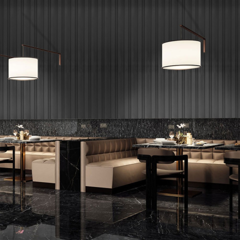 Set 5 panouri decorative, lamelar, polimer rigid, D5490, 270x12x1cm, Negru [2]