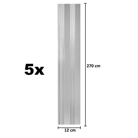 Set 5 panouri decorative, lamelar, polimer rigid, D5492, 270x12x1cm, Argintiu [4]