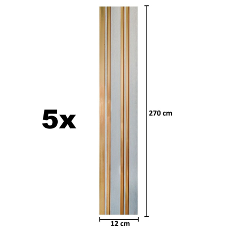 Set 5 panouri decorative, lamelar, polimer rigid, D5493, 270x12x1cm, Gri/Auriu [4]