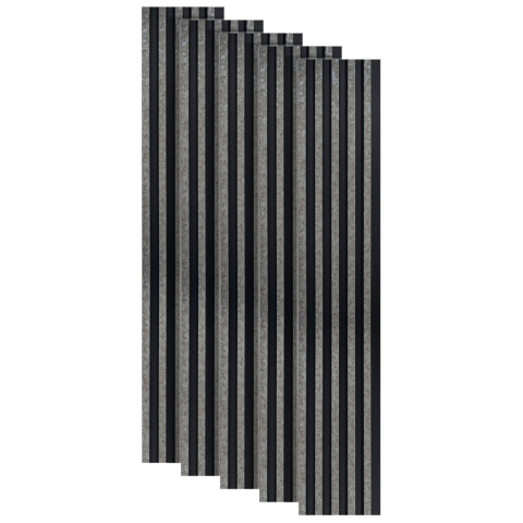 Panouri Decorative - Set 5 panouri decorative, lamelar, polimer rigid, D5494, 270x12x1cm, Negru/Gri