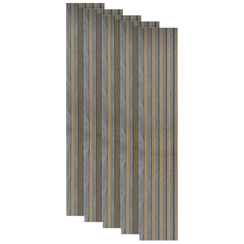 Panouri Decorative - Set 5 panouri decorative, lamelar, polimer rigid, D5495, 270x12x1cm, Gri/Maro
