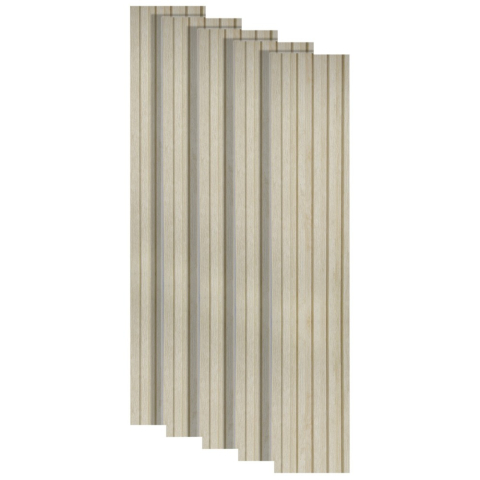 Panouri Decorative - Set 5 panouri decorative, lamelar, polimer rigid, D5496, 270x12x1cm, Crem