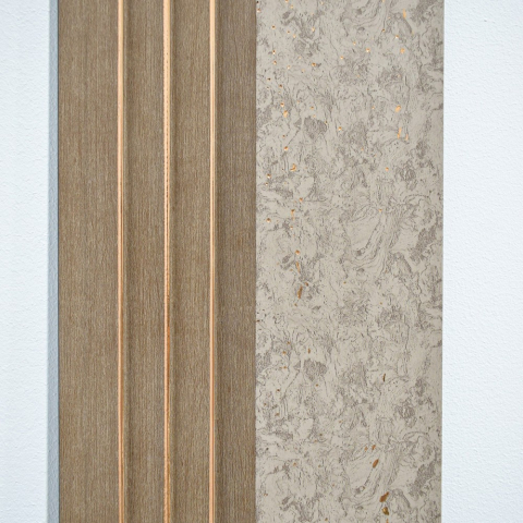 Set 5 panouri decorative, lamelar, polimer rigid, D5501, 270x16x1cm, Crem inchis [3]