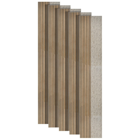 Panouri Decorative - Set 5 panouri decorative, lamelar, polimer rigid, D5501, 270x16x1cm, Crem inchis