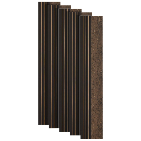 Panouri Decorative - Set 5 panouri decorative, lamelar, polimer rigid, D5502, 270x16x1cm, Maro