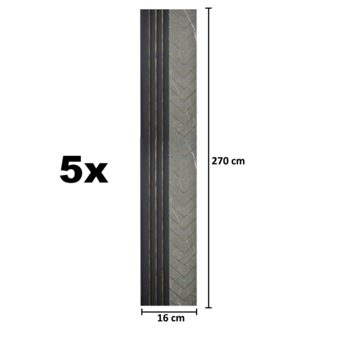 Set 5 panouri decorative, lamelar, polimer rigid, D5503, 270x16x1cm, Gri [4]