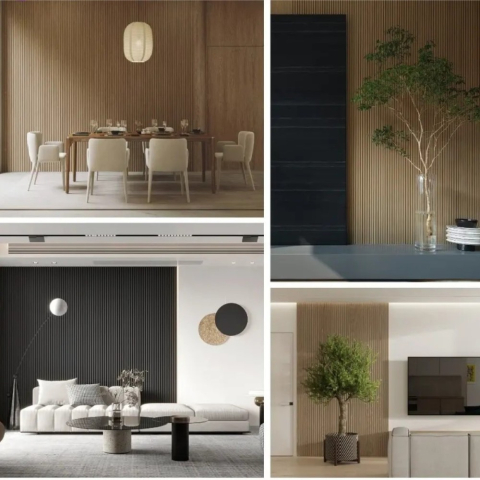 Set 5 panouri decorative, lamelar WPC, D6227, 260x18x1.8cm, Negru [6]