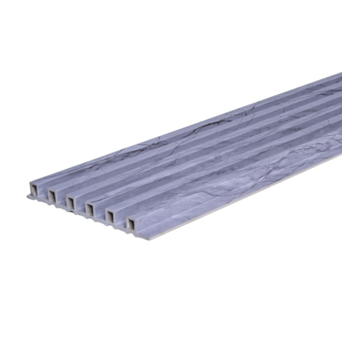Set 5 panouri decorative, lamelar WPC, cu 6 caneluri, D6218, 260x17x1.8cm, Gri marmura [2]