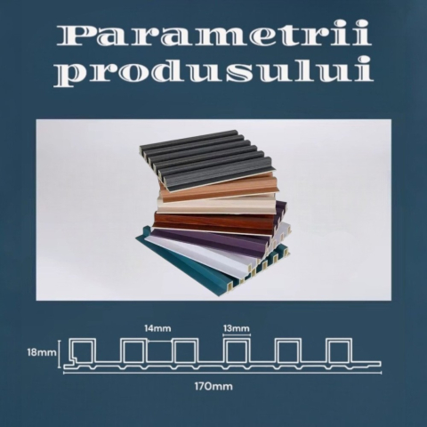 Set 5 panouri decorative, lamelar WPC, cu 6 caneluri, D6218, 260x17x1.8cm, Gri marmura [7]
