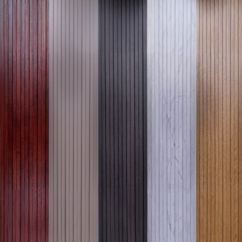 Set 5 panouri decorative, lamelar WPC, cu 6 caneluri, D6222, 260x17x1.8cm, Maro Rubin [3]