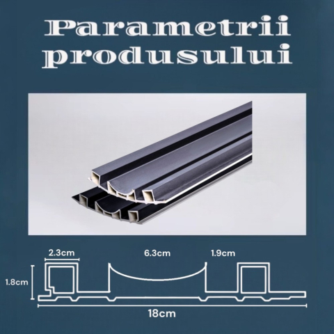 Set 5 panouri decorative, lamelar WPC, D6227, 260x18x1.8cm, Negru [7]