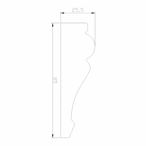 Set 5 buc - Plinte decorative din polimer rigid, D6698, Alb, 2300 x 85 x 25 mm/bucată, total 11,5 ml [2]