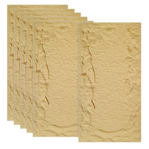 Panouri Decorative Exterior - Set 6 × Panou Decorativ 3D Naimeed D5749 - Design Elegant - 1200×600×50mm - Crem
