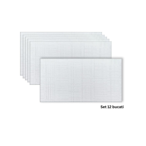 Panouri Decorative Exterior - Set 8 panouri decorative flexibile din praf de piatra D7326, ignifuge, strat ceramic UV, 1200x600x2 mm, Alb