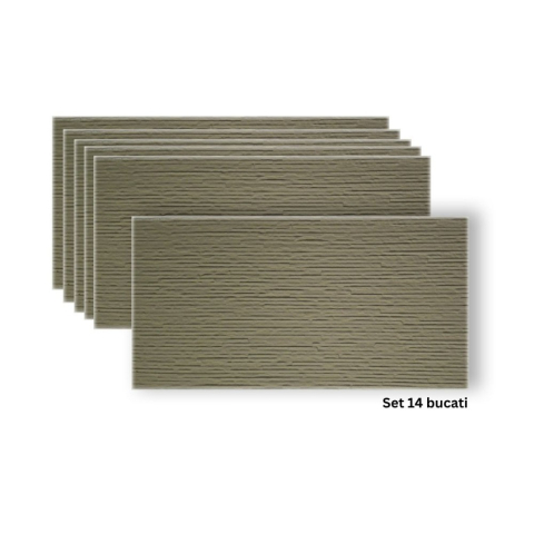 Panouri Decorative Exterior - Set 8 panouri decorative flexibile din praf de piatra D7332, ignifuge, strat ceramic UV, 1200x600x2 mm, Bej masliniu