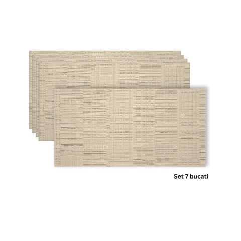 Panouri Decorative Exterior - Set 9 panouri decorative flexibile din praf de piatra D7327, ignifuge, strat ceramic UV, 1200x600x2 mm, Bej vanilie