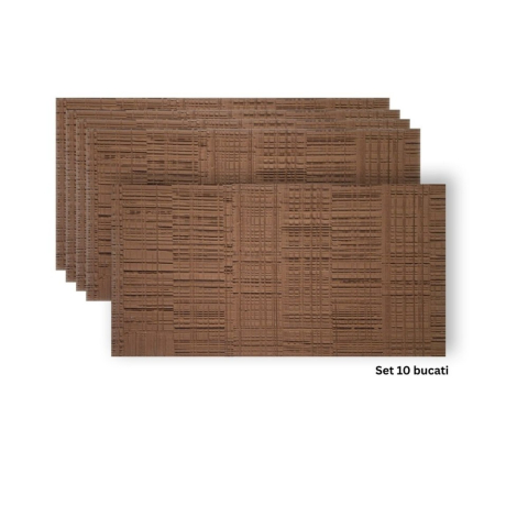 Panouri Decorative Exterior - Set 9 panouri decorative flexibile din praf de piatra D7329, ignifuge, strat ceramic UV, 1200x600x2 mm, Maro scortisoara