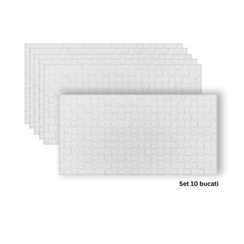 Panouri Decorative Exterior - Set 9 panouri decorative flexibile din praf de piatra D7339, ignifuge, strat ceramic UV, 1200x600x2 mm, Alb
