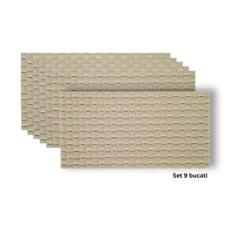 Panouri Decorative Exterior - Set 9 panouri decorative flexibile din praf de piatra D7340, ignifuge, strat ceramic UV, 1200x600x2 mm, Bej-galbui