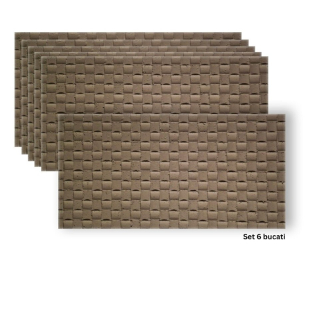 Panouri Decorative Exterior - Set 9 panouri decorative flexibile din praf de piatra D7341, ignifuge, strat ceramic UV, 1200x600x2 mm, Maro deschis