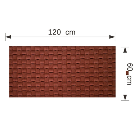 Set 9 panouri decorative flexibile din praf de piatra D7342, ignifuge, strat ceramic UV, 1200x600x2 mm, Rosu caramiziu [4]