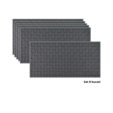 Panouri Decorative Exterior - Set 9 panouri decorative flexibile din praf de piatra D7343, ignifuge, strat ceramic UV, 1200x600x2 mm, Gri inchis