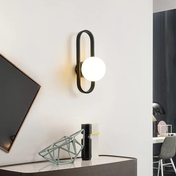 Aplica Mara negru metal E14 modern abajur alb vintage cu bec [5]