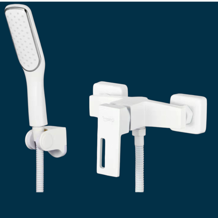 Baterie alba cabina dus din alama aspect modern Milo [2]