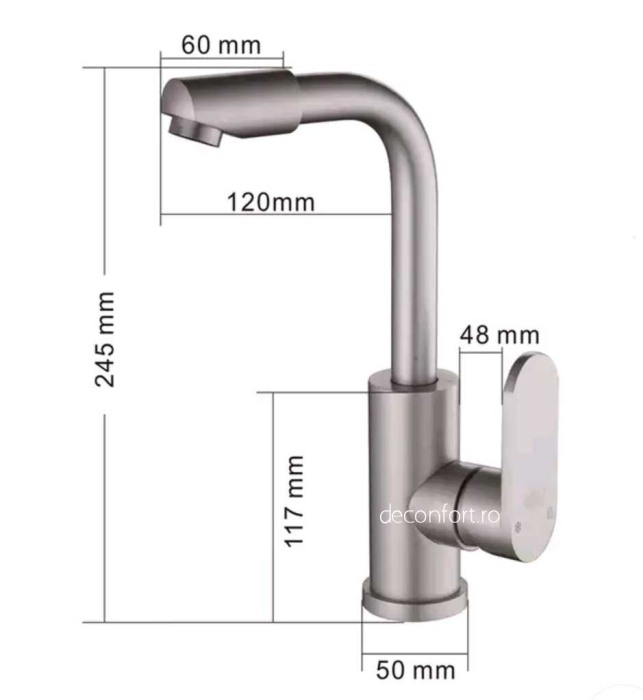 Baterie aluminiu montare chiuveta Banff pipa medie perlator rotativ [3]
