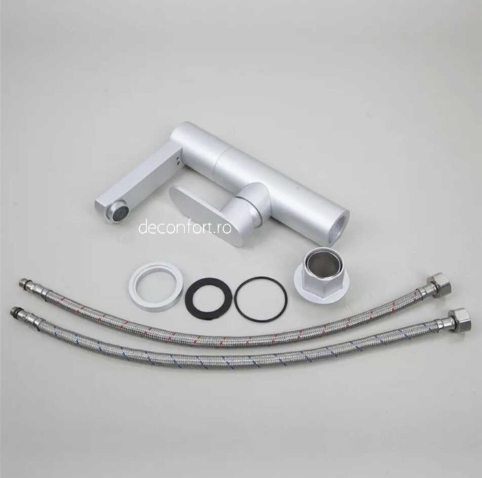 Baterie aluminiu montare lavoar Banff inaltime medie cu pipa rotativa [4]