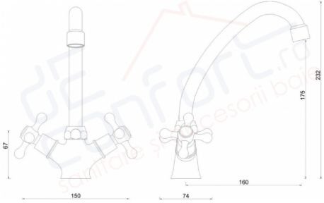 Baterie antichizata alama doua robineta Venice obertain ceramic [2]