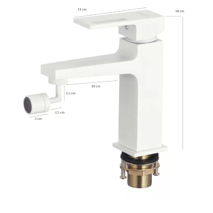 Baterie sanitara bideu  din alama culoare alba MILO [4]