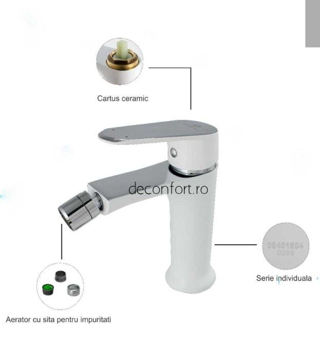 Baterie bideu Ermetiq culoare alba cromat cartus ceramic [2]