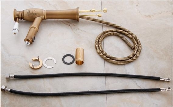 Baterie bronz antic cu dus extractibil Borno [3]