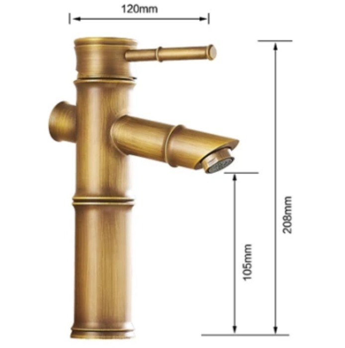 Baterie bronz antichizat Soweto aspect bambus montare lavoar [4]