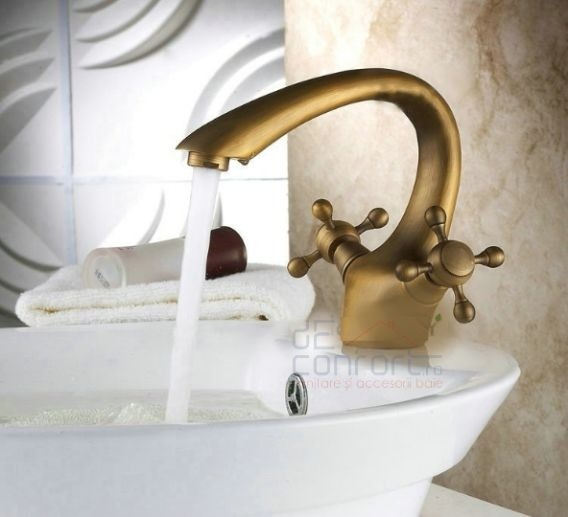 Baterie bronz Kamas antichizata doua robinete [2]