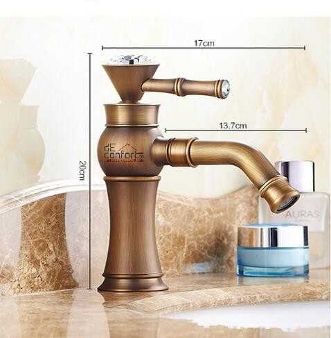 Baterie bronz retro montare lavoar Benin cu pipa rotativa [3]