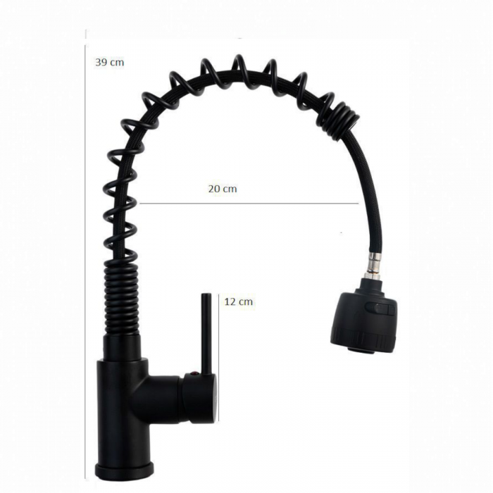 Baterie bucatarie neagra pipa flexibila cu dus extractabil [3]