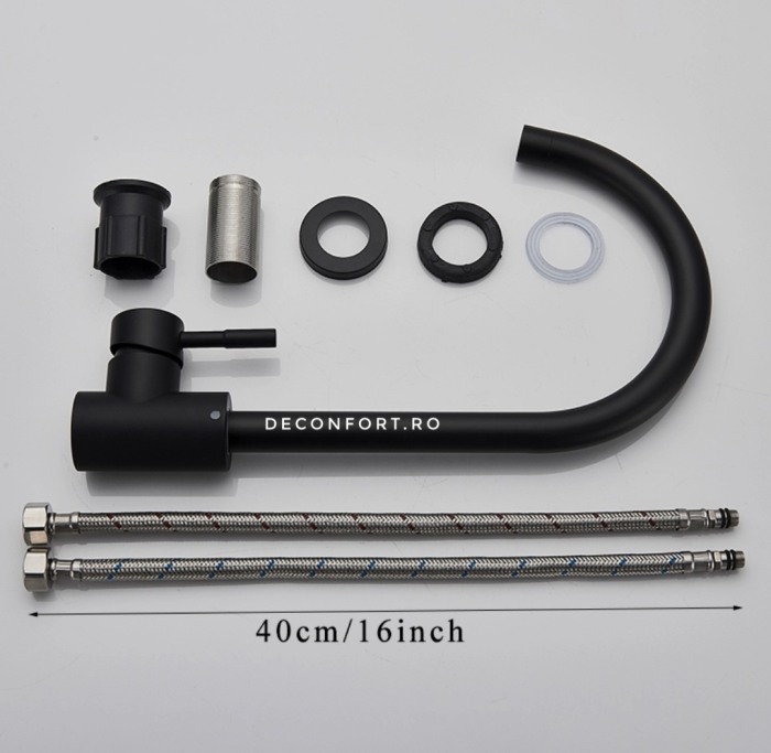 Baterie bucatarie inox negru mat [4]