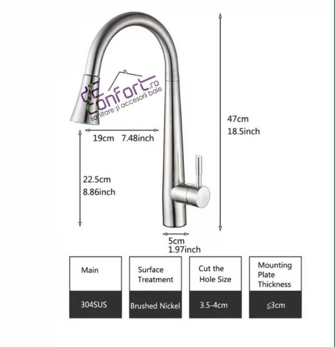 Baterie bucatarie inox pipa extractabila [4]