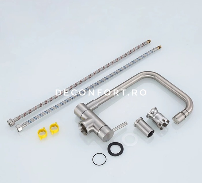 Baterie bucatarie inox satinat montare chiuveta pipa reglabila [4]