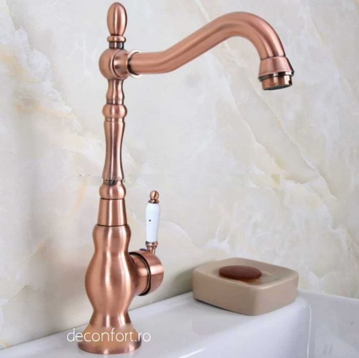 Baterie bucatarie Lora antichizata finisaj cupru montare chiuveta, blat [2]
