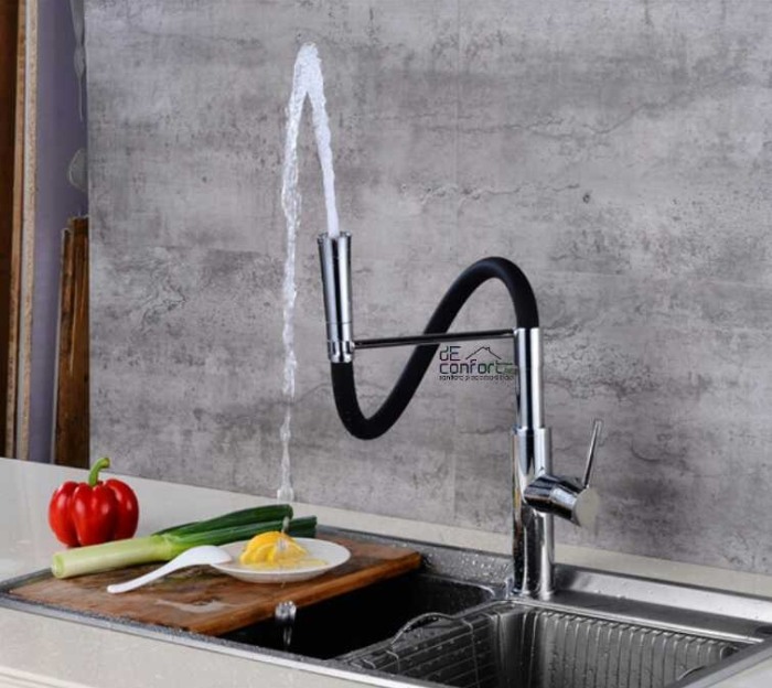 Baterie bucatarie pipa flexibila doua functii dus Fabia culoare neagra [2]