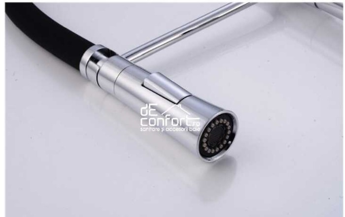 Baterie bucatarie pipa flexibila doua functii dus Fabia culoare neagra [3]