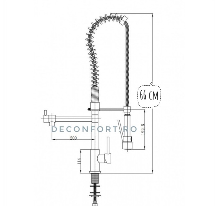 Baterie bucatarie profesionala Florida Chrome cu dus extractabil si pipa rotativa [5]