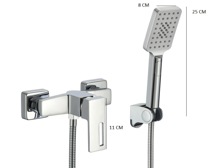 Baterie cabina dus din alama aspect cromat modern Milo [4]