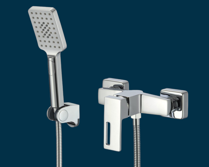 Baterie cabina dus din alama aspect cromat modern Milo [2]